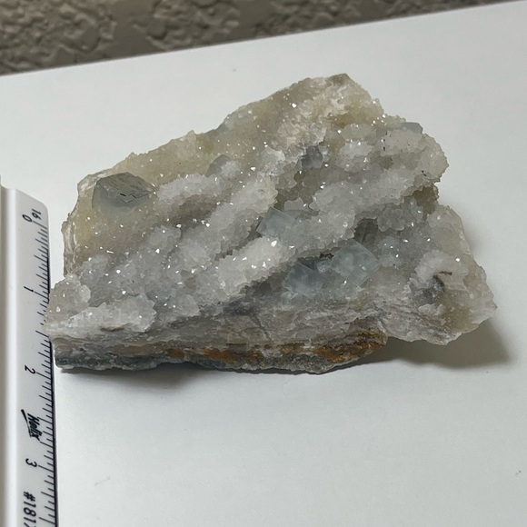 Cubic fluorite on Druze Quartz 💛HP💛 - Picture 14 of 16